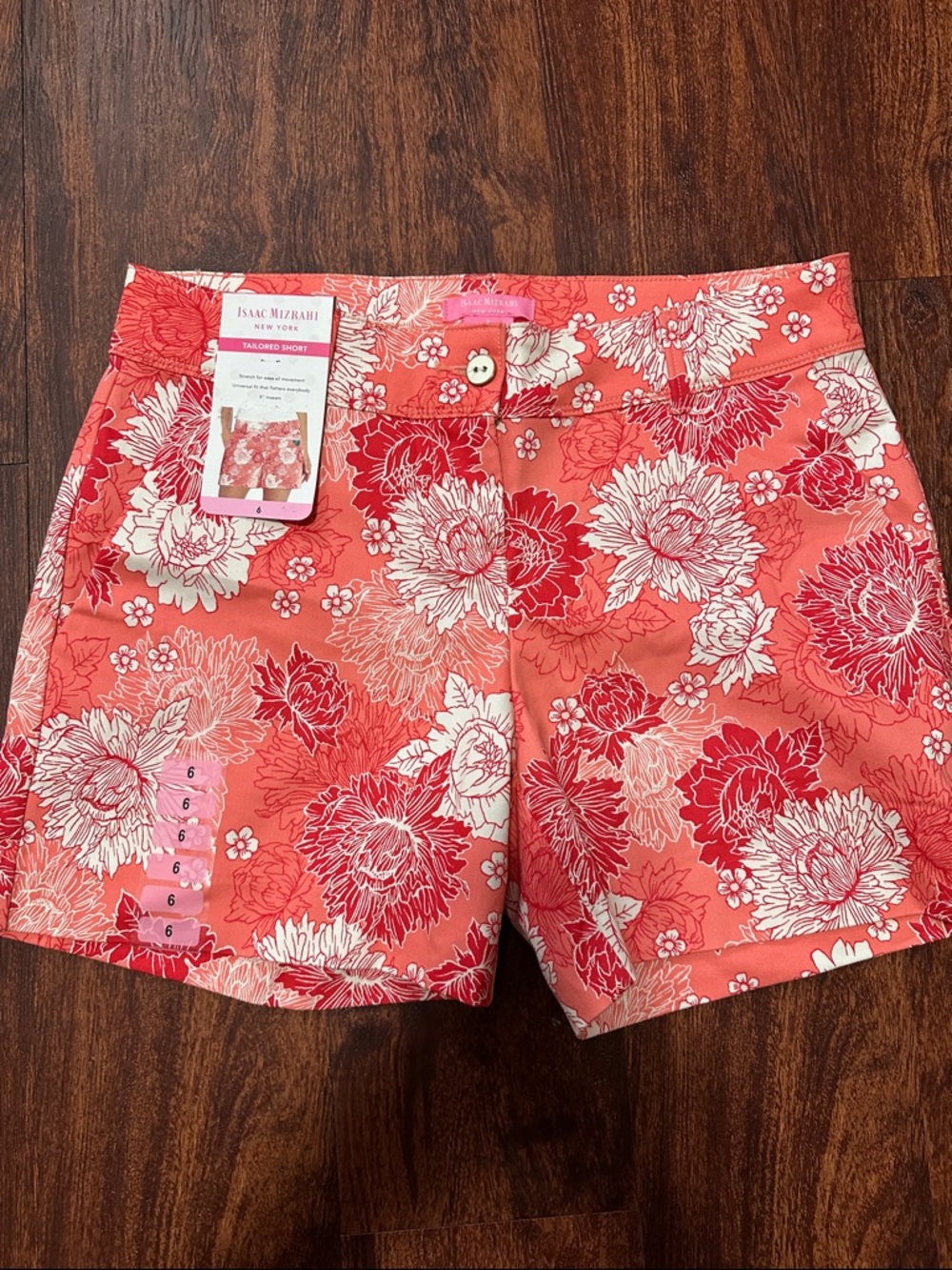 Isaac Mizrahi Coral and White Floral Bermuda Shorts